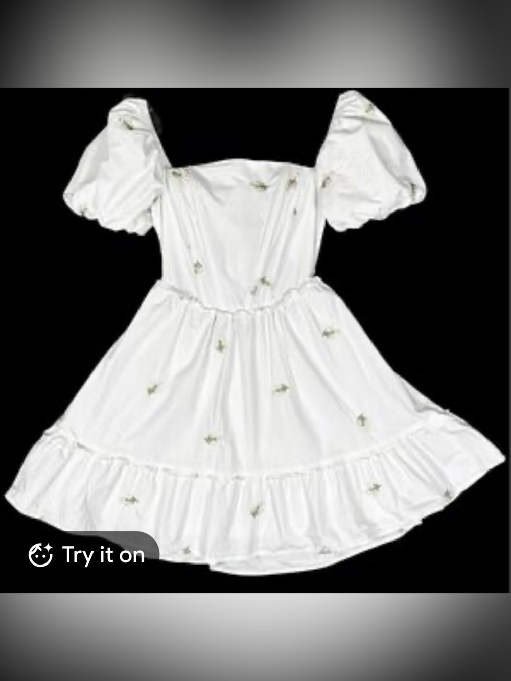 Altar'd State White Mini Dress with Puff Sleeves corset ribbing